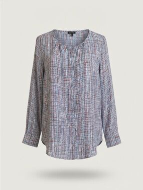 Talbots Blue and Brown Mélange Split-Neck Tunic